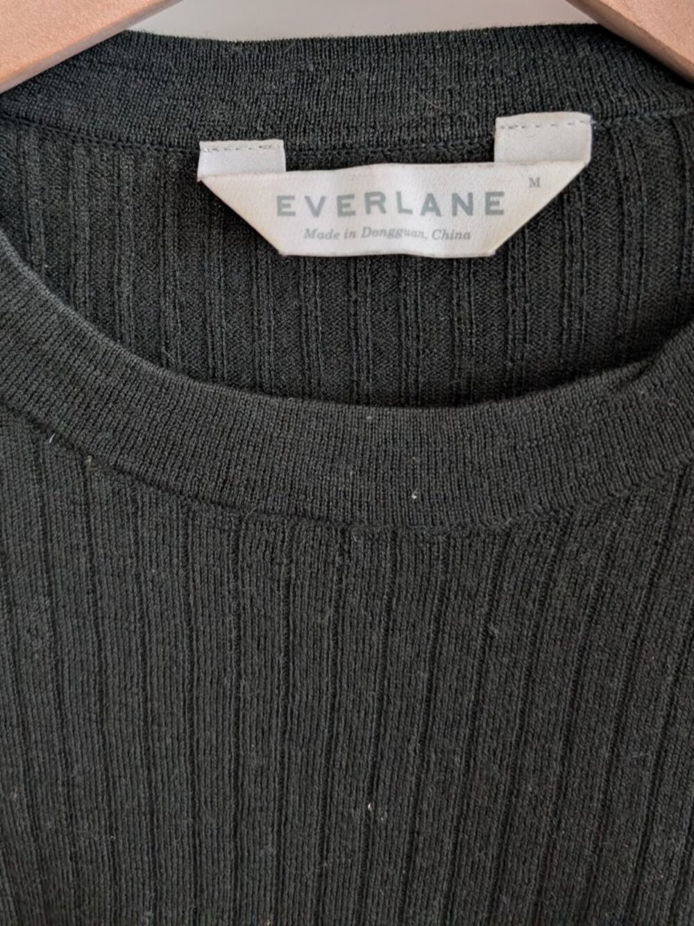 Everlane 100% wool dark green ribbed top